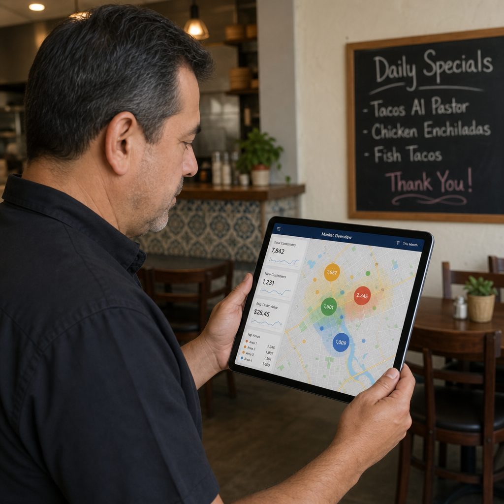 AI restaurant location analysis dashboard for data-driven site selection