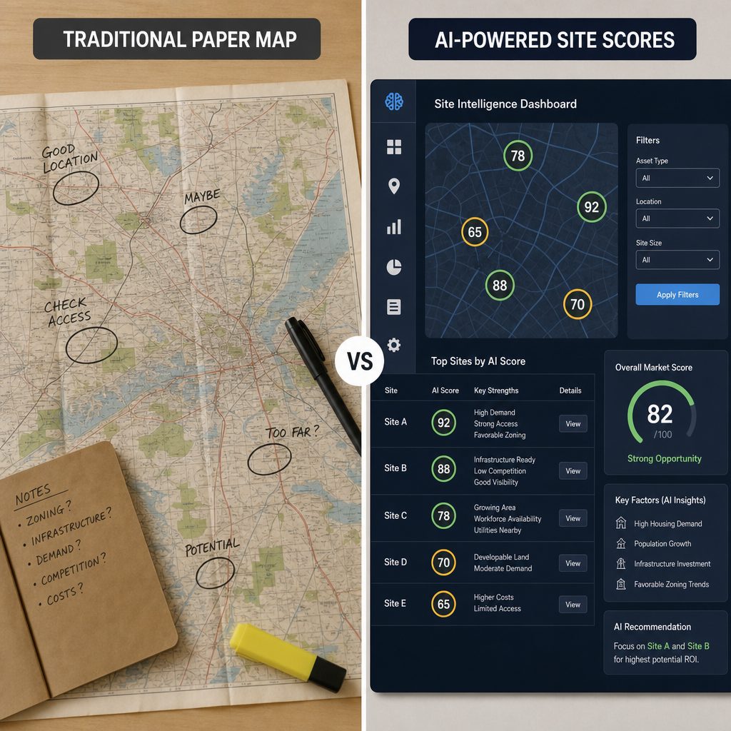 AI site scoring algorithms predicting restaurant location profitability