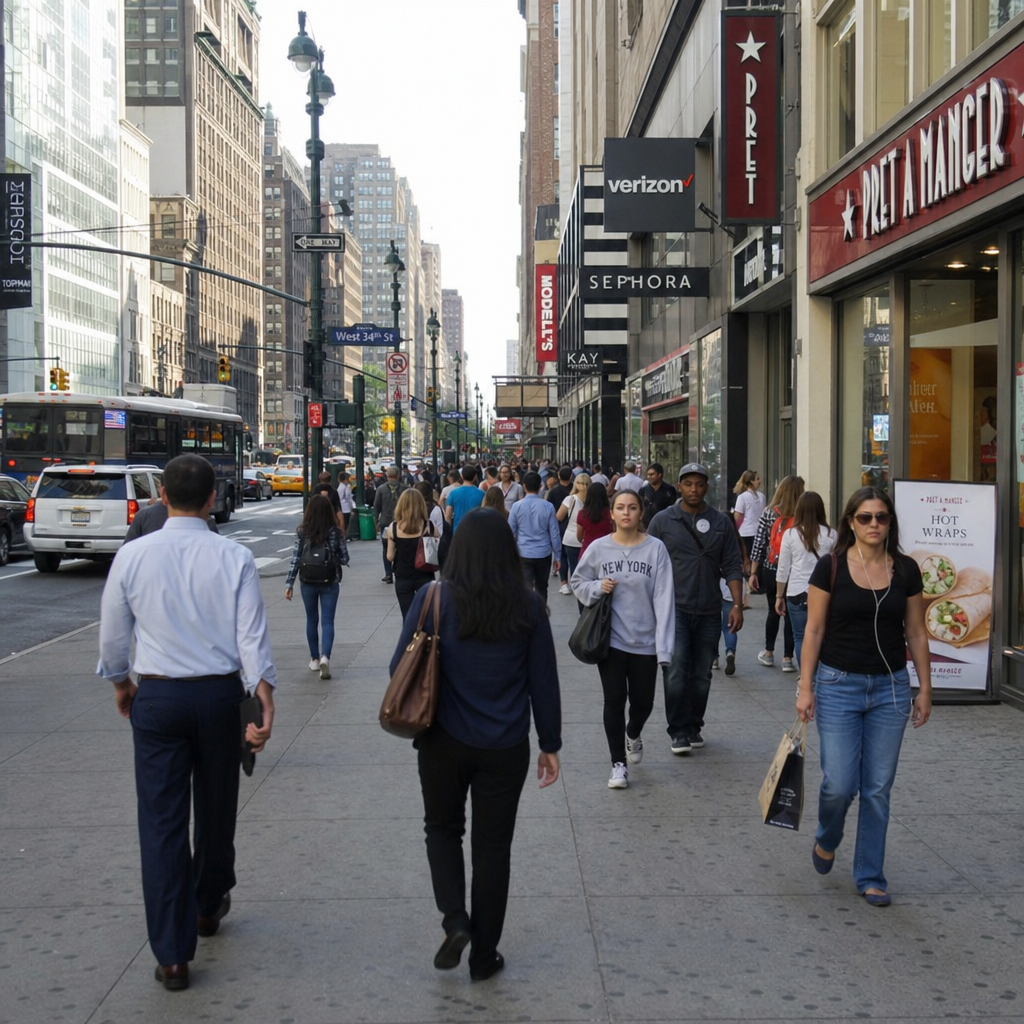 Foot traffic patterns and storefront visibility analysis for restaurant location positioning