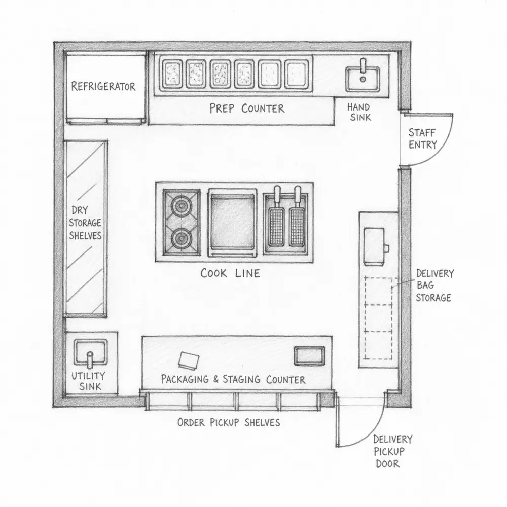 Creating a functional ghost kitchen space: menu-first layout and workflow planning