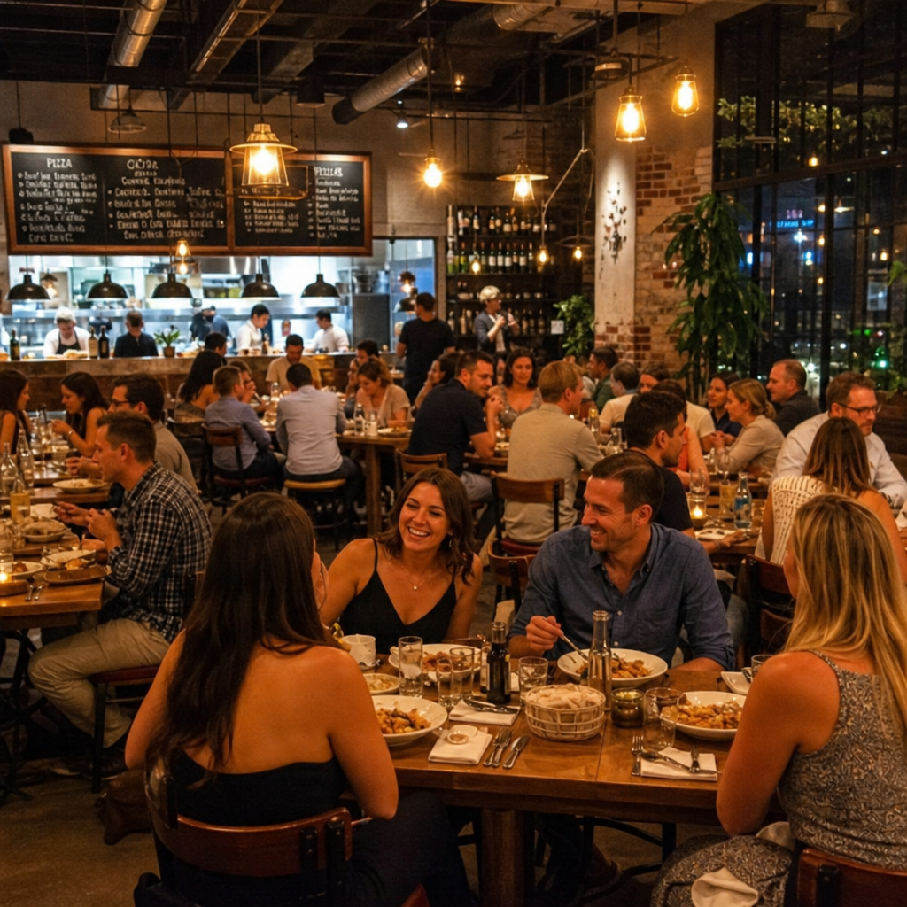 Smart restaurant location strategy dashboard showing demographic analysis and trade area mapping