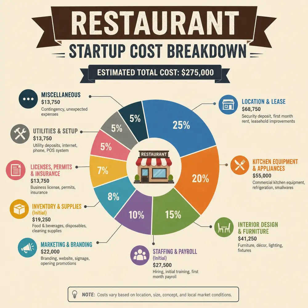 How much does it cost to open a restaurant in 2026, startup budget and financial planning