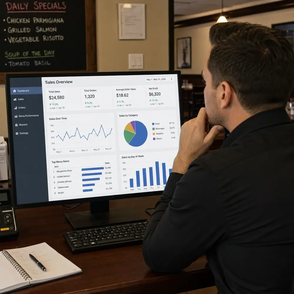 Restaurant data analytics dashboard for revenue and performance metrics
